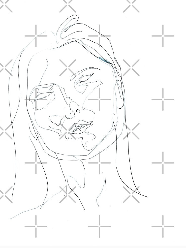 Woman's Face Drawing Art Print — Expressive Line Art Portrait by essentialink