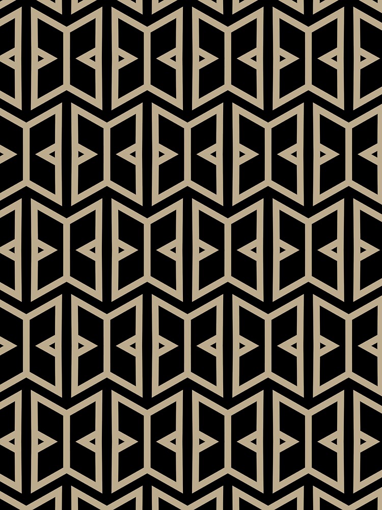 Black and Tan Modern Art Deco Shape Pattern Pairs DE 2022 Trending Color Bamboo Screen DE6193 by ColorOfTheYears