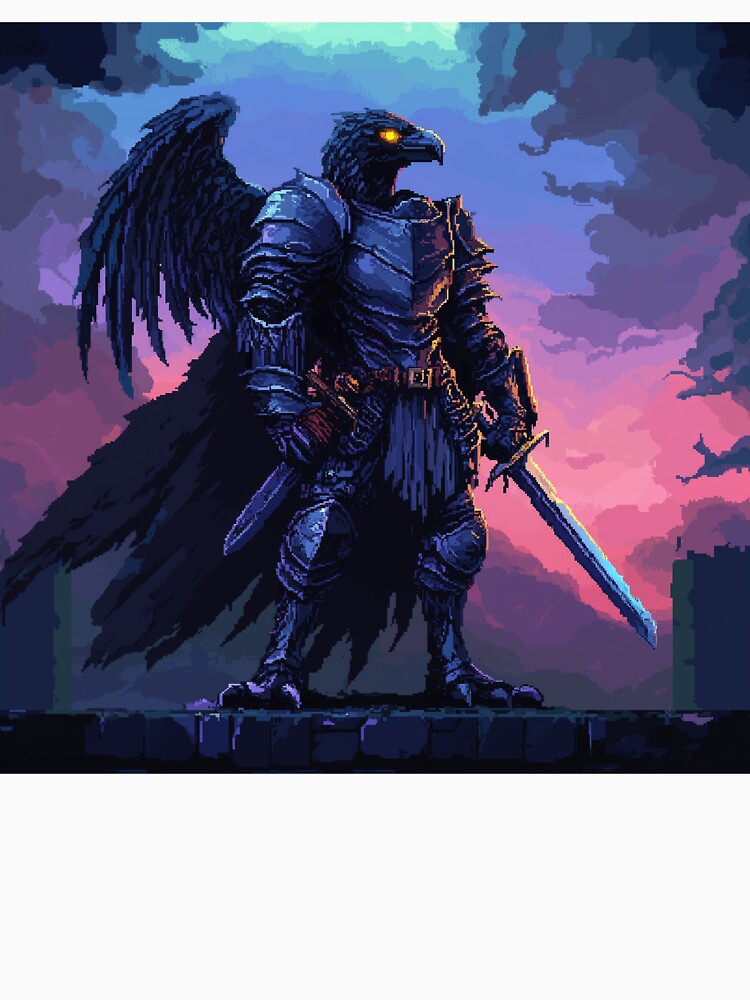 Raven Knight Pixel Art by Kaos-Bit Unisex , , , Long Sleeve Tee