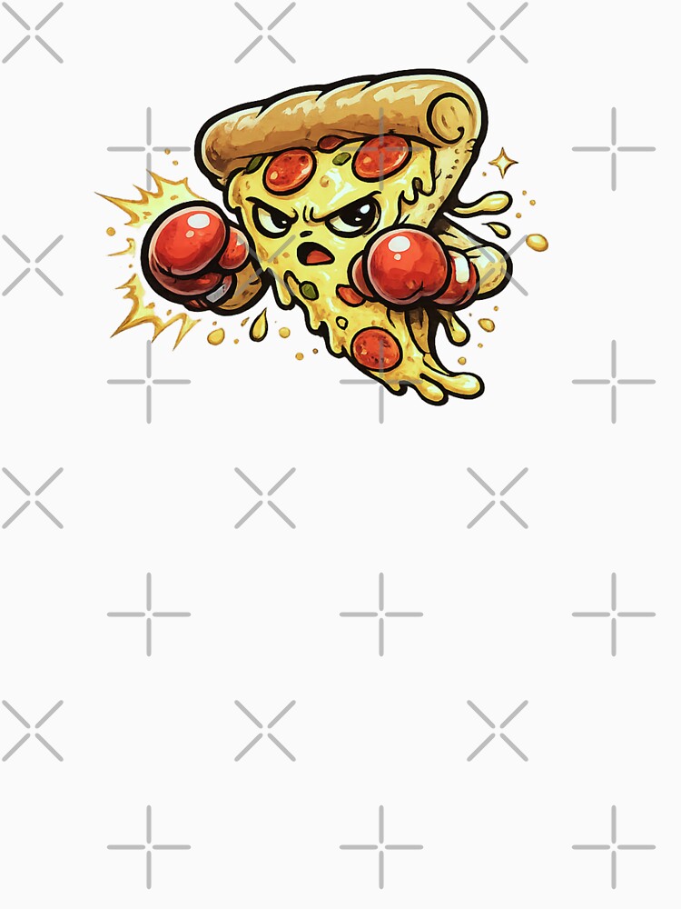 Angry Pizza Slice in Boxing Gloves Fighting Stance – Bold Vivid Cartoon Illustration by OnPointOutfits