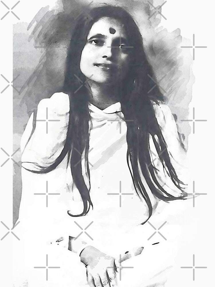 sri anandamayi ma - Water color - black and white by Mahmoud Salah