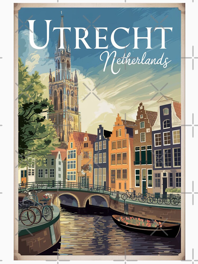 Utrecht Vintage Travel Poster by TravelerRat Unisex , , , Long Sleeve Tee