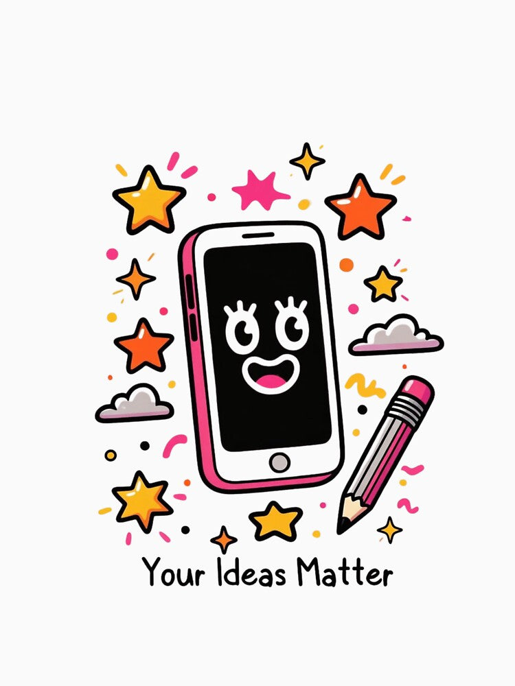 Your Ideas Matter – Happy Mobile Tee by EcoArtTees Unisex , , , Long Sleeve Tee