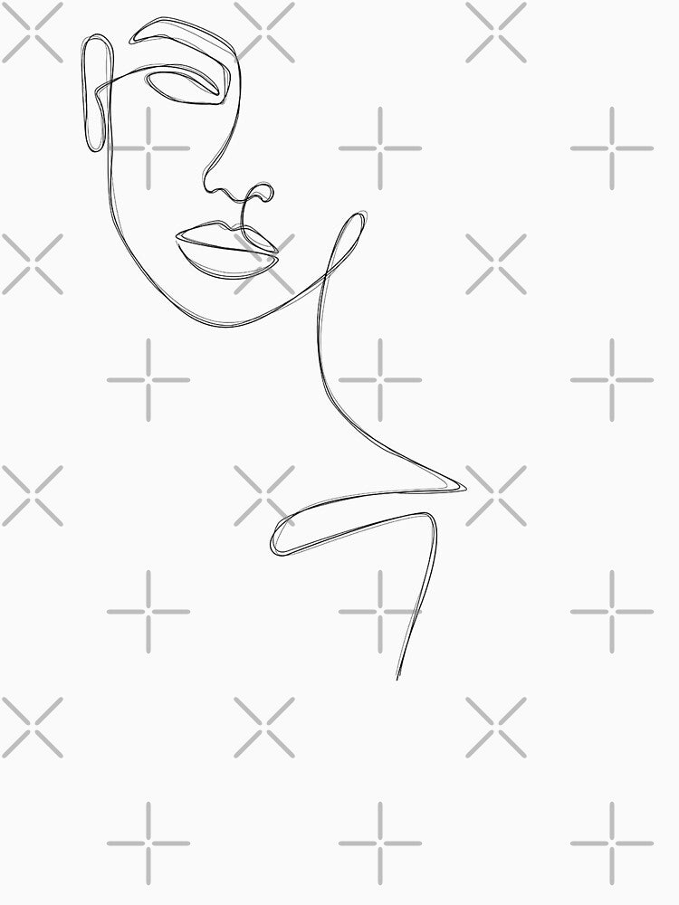 Beauty Portrait Line Sketched Minimalist Woman Female Minimal Girl Face by poolbar