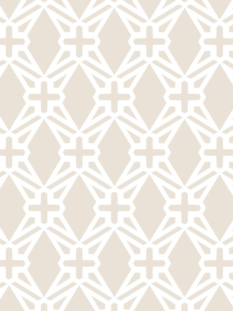 Beige and White Geometric Shape Tile Pattern Pairs DE 2022 Popular Color Crisp Muslin DE6212 by ColorOfTheYears