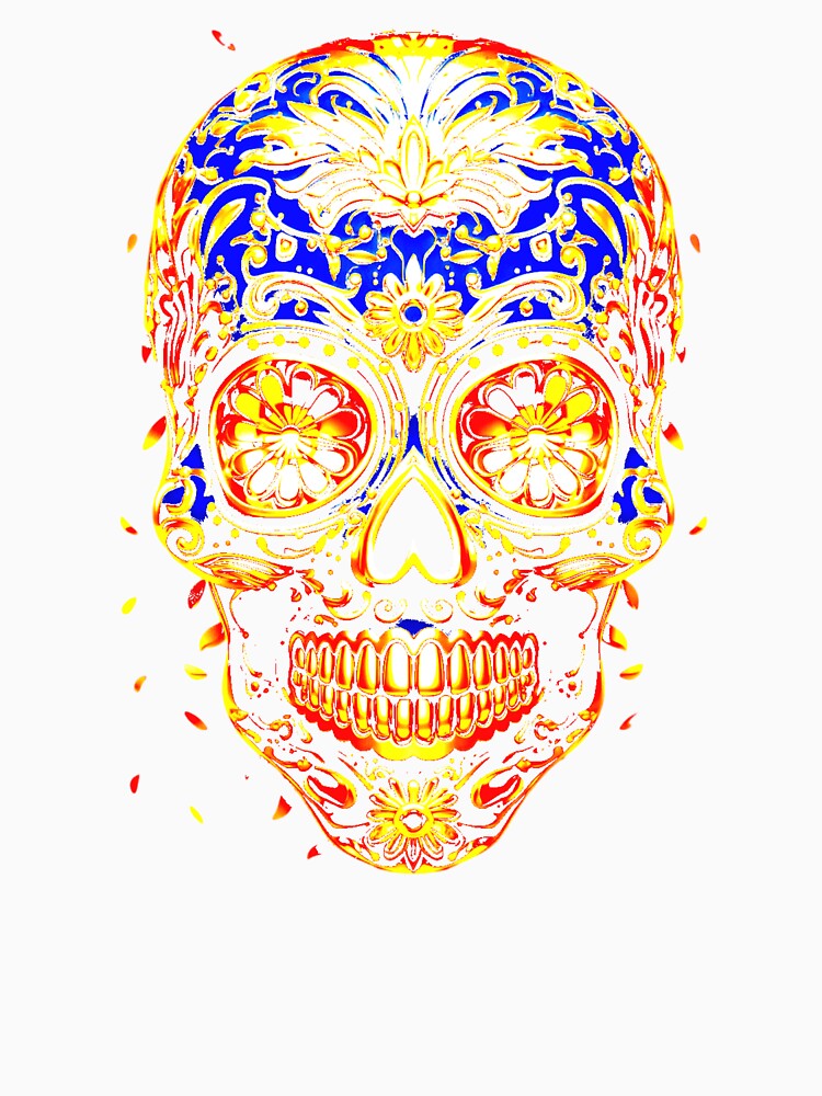 Psychedelic colored skull with flowers as eyes by Vindbult
