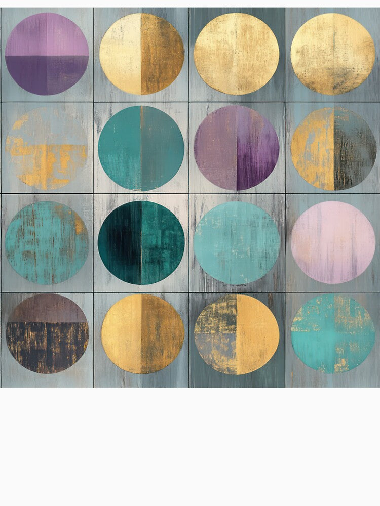 Vintage Geometric Circles – Abstract Gold & Teal Ar by SylvieVibes