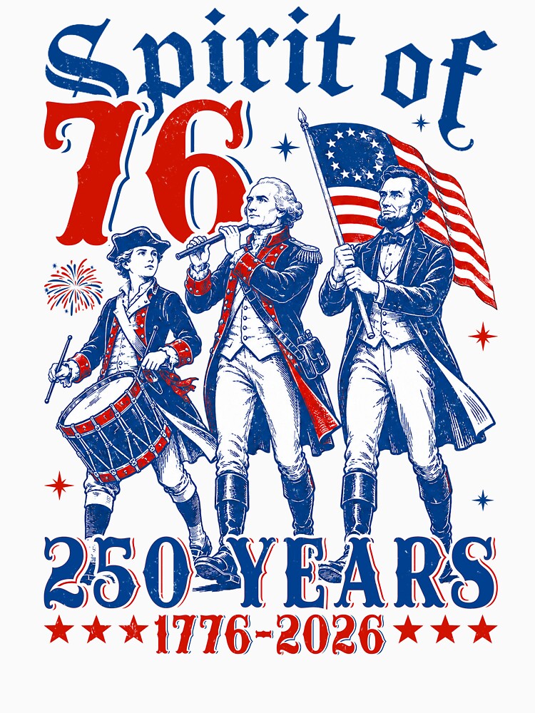 Patriotic Drummer Spirit of 76 America 250 Years of Freedom by elongatedjazz Unisex , , , Long Sleeve Tee