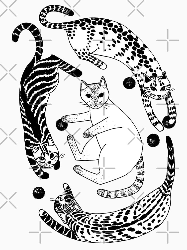 Playful gatines (b&w) by blursbyai Unisex , , , Long Sleeve Tee