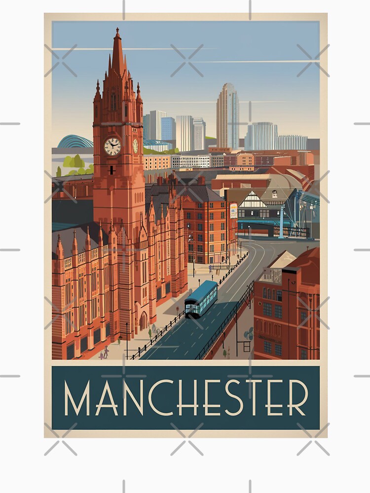 Manchester Vintage Travel Poster by TravelerRat Unisex , , , Long Sleeve Tee