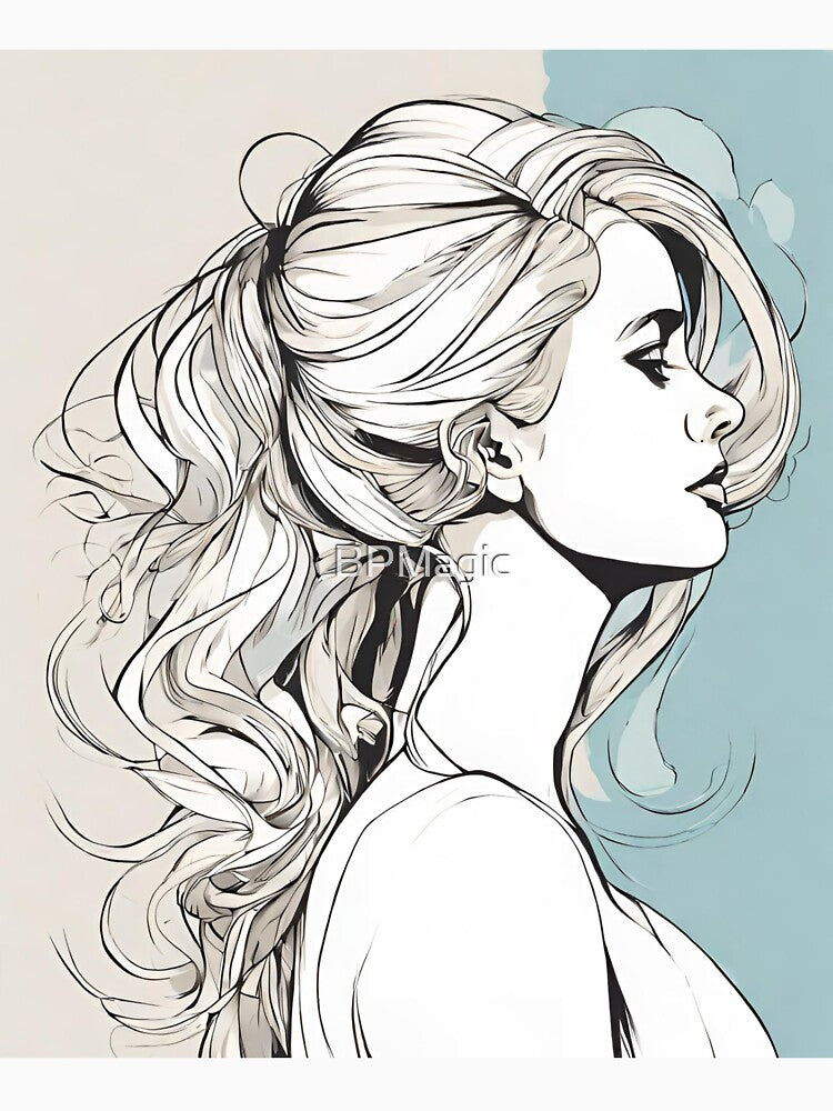 Monochrome Mastery: Abstract Portrait Line Art in Black & White - Walintina by BPMagic