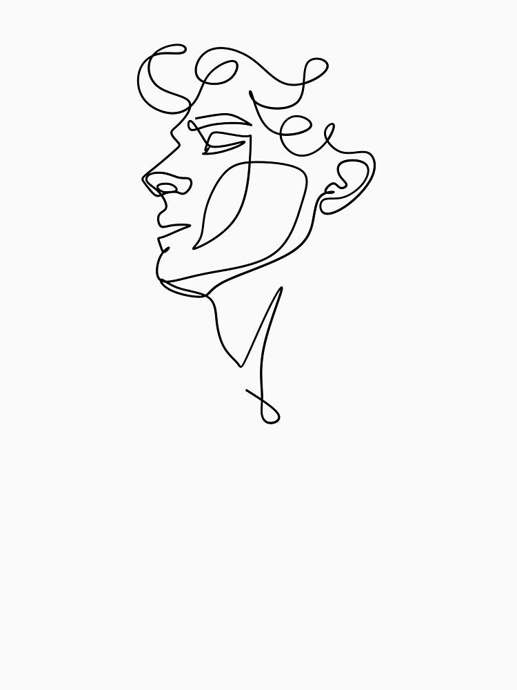 Minimalist One Line Art: Curly Haired Male Portrait by ZentroShop