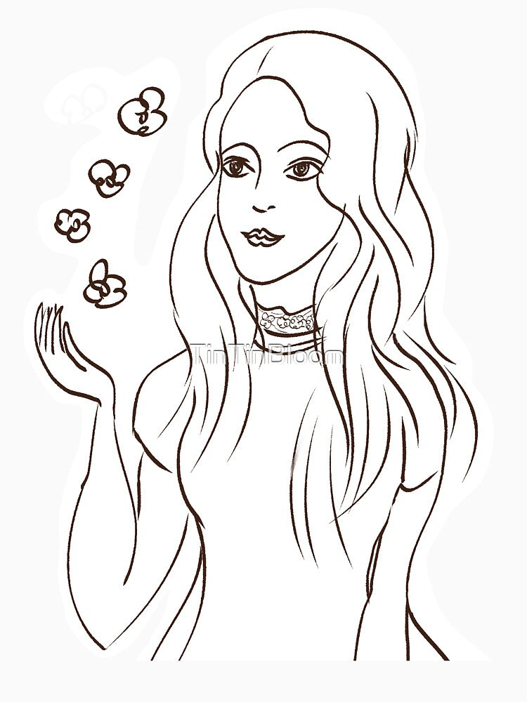 Minimal Line Art Woman Portrait by TinTinBloom