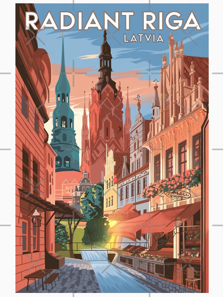 Riga Vintage Travel Poster by TravelerRat Unisex , , , Long Sleeve Tee