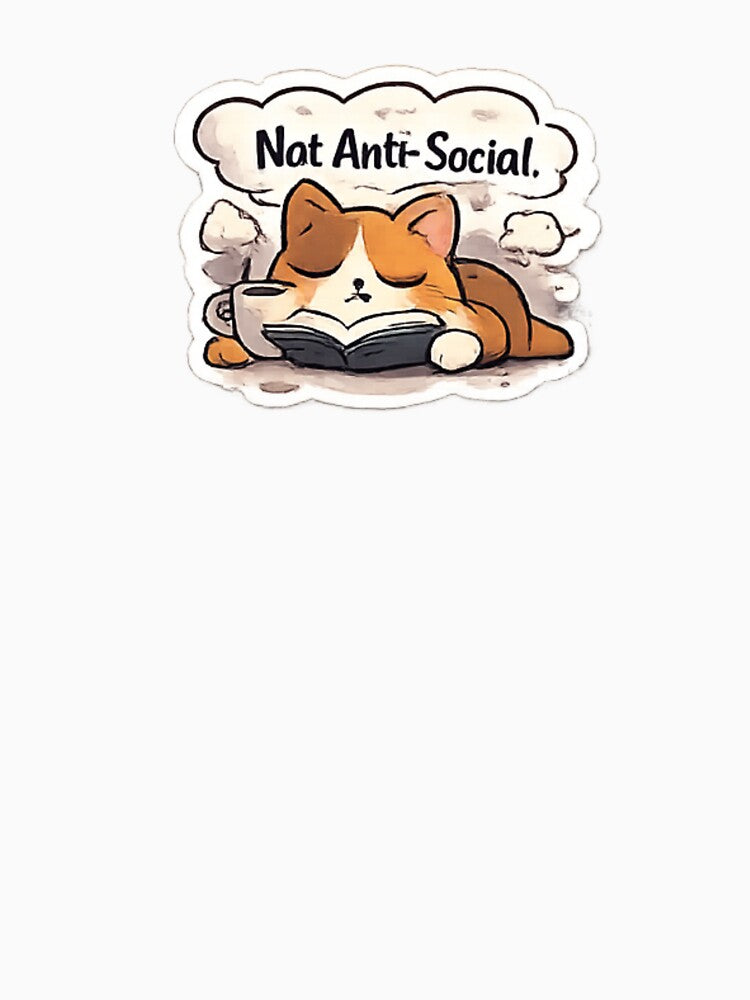 Introvert Humor Sticker – Not Anti Social, Just Quiet by FeralMindStudio Unisex , , , Long Sleeve Tee
