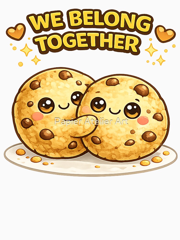 We Belong Together Cookie Pun by Papier Atelier Art Unisex , , , Long Sleeve Tee