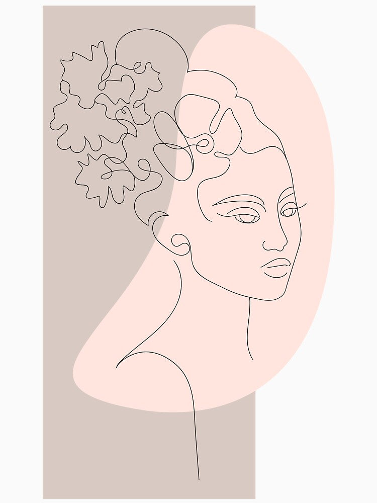 Face Woman Line Art Portrait by Bimbombam