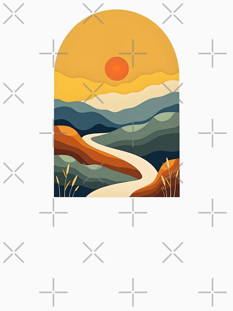 Abstract Minimalist Art Landscape Boho in Earth Tone by Trending Designs