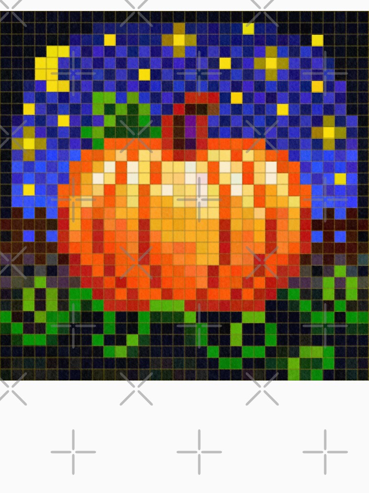 Starry Night Pumpkin Patch Pixel Art by CozyPixelFluff Unisex , , , Long Sleeve Tee