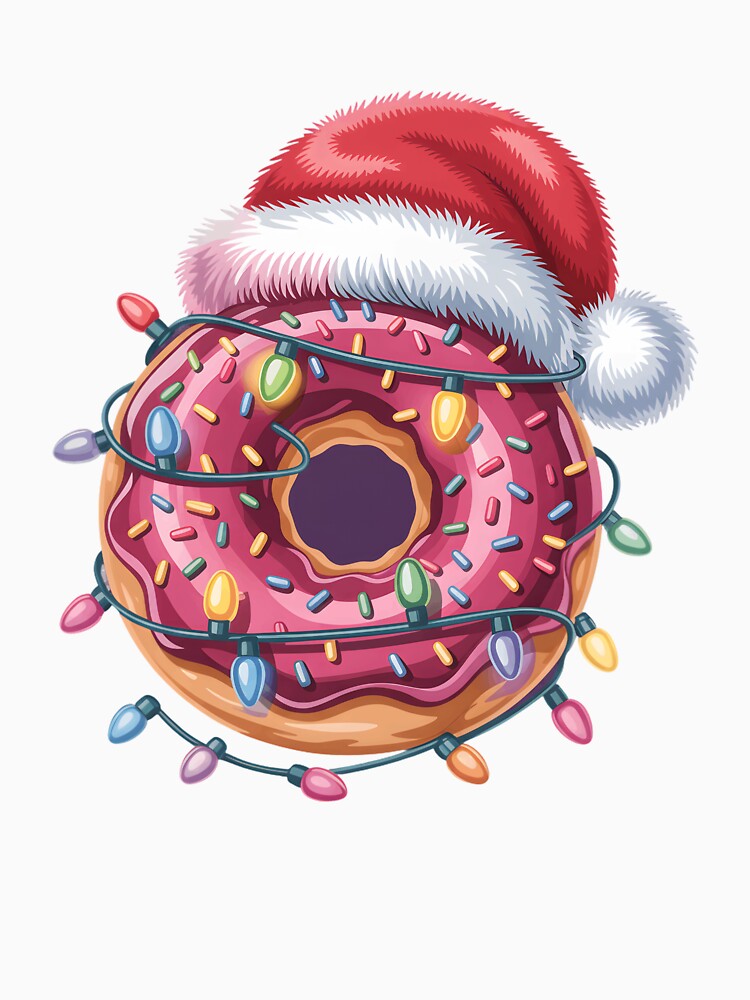 Donut Lover Christmas Lights Santa Hat Xmas Kids Women Men by clothesy7 Unisex , , , Long Sleeve Tee