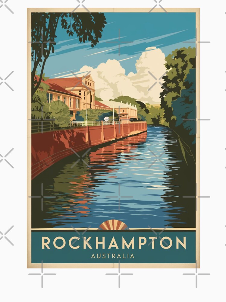 Rockhampton Vintage Travel Poster by TravelerRat Unisex , , , Long Sleeve Tee
