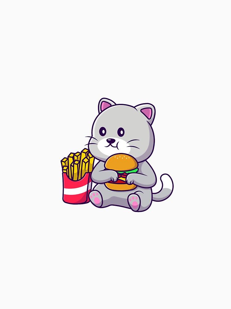 Cat Eating Burger by BDG06 Unisex , , , Long Sleeve Tee