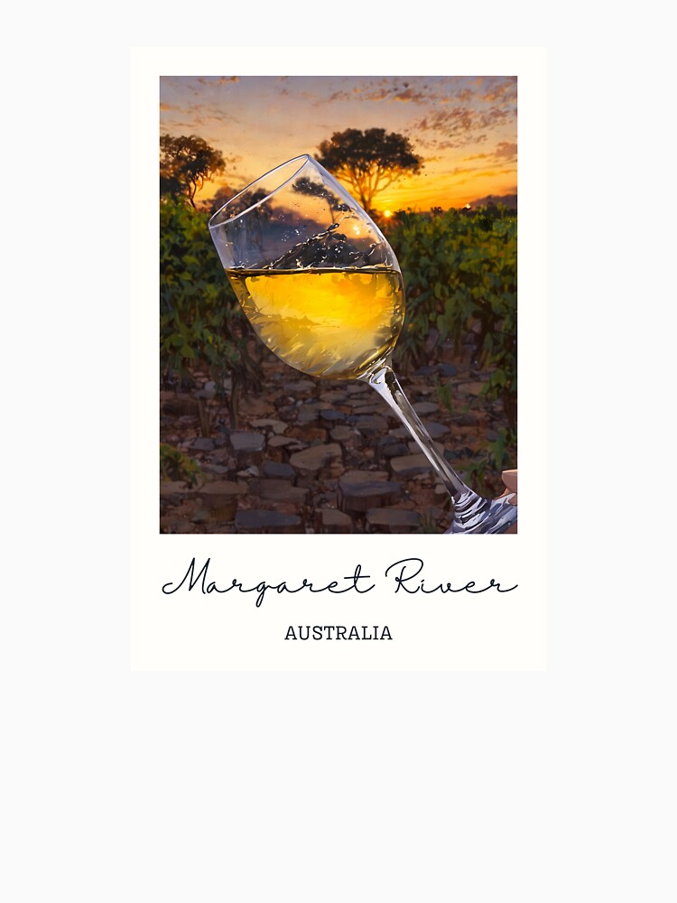 Margaret River White Wine Vineyard - Vintage Souvenir by twentytwo ART souvenir designs Unisex , , , Long Sleeve Tee