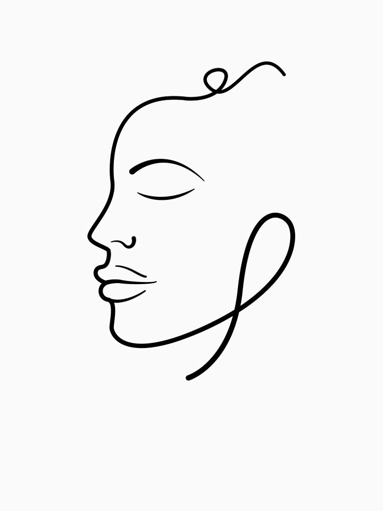 Face Line Art Minimalist T-Shirt - Light Colors by SYLONStudio