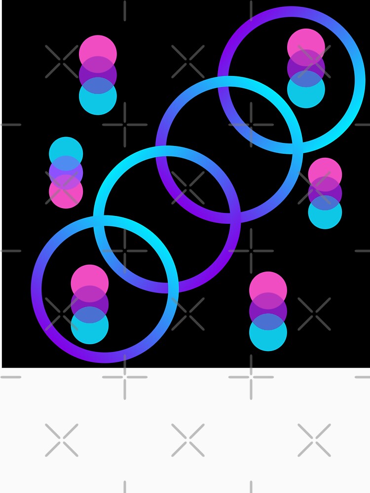 Overlapping Purple, Pink, and Turquoise Circles on Black – Modern Abstract Dot Pattern by Cultradesign