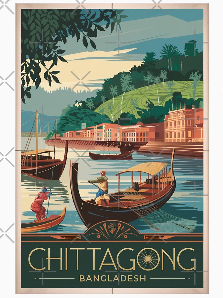 Chittagong Vintage Travel Poster by TravelerRat Unisex , , , Long Sleeve Tee