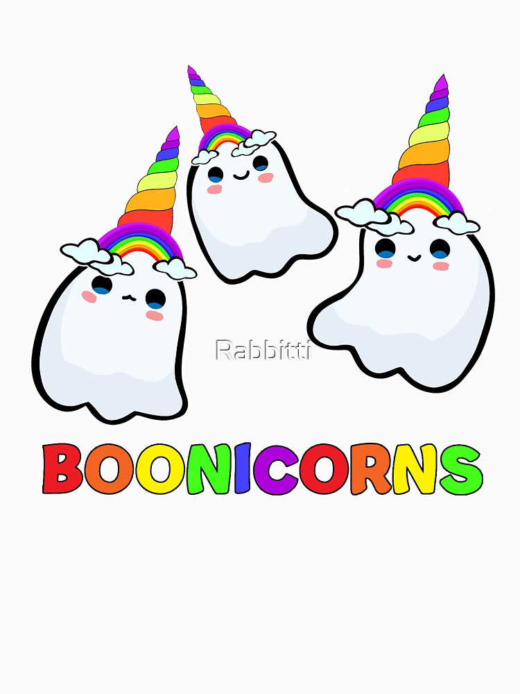 BOONICORNS cute kawaii rainbow unicorn Halloween ghosts trio by Rabbitti