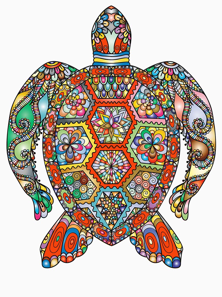 Turtle Multi Colour by Fairyjam Unisex , , , Long Sleeve Tee