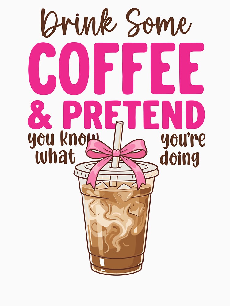 Funny Preppy Iced Coffee Pink Bow Coffee Lover by KroghDs Unisex , , , Long Sleeve Tee