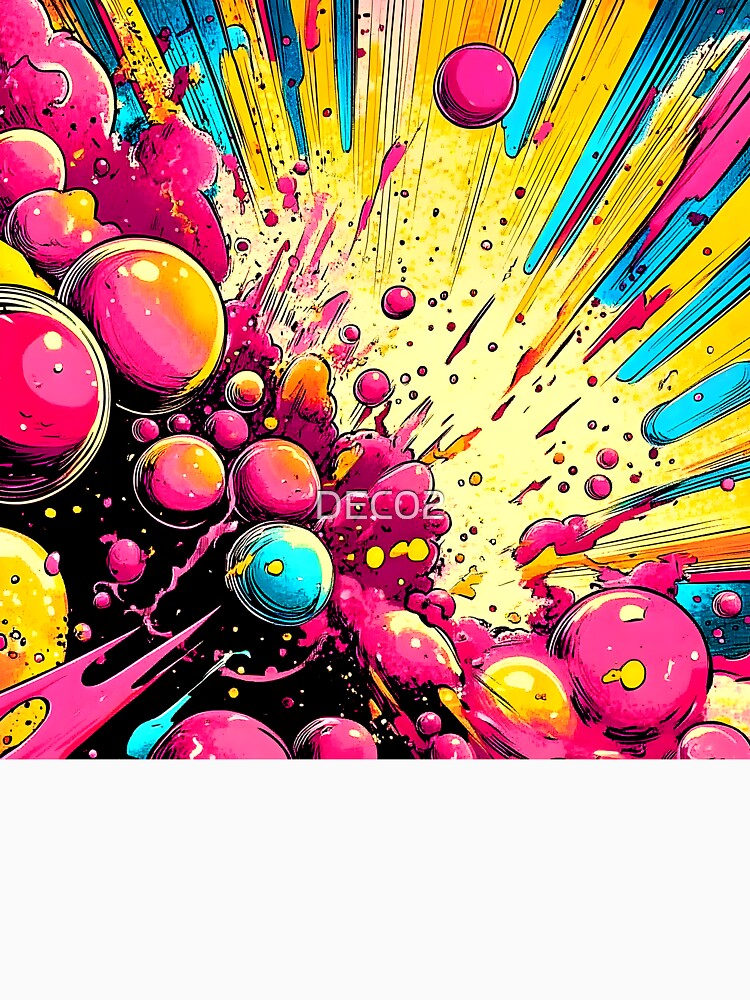 Pop Art Comic Book-Style Colorful Abstract Designs by DEC02 Unisex , , , Long Sleeve Tee