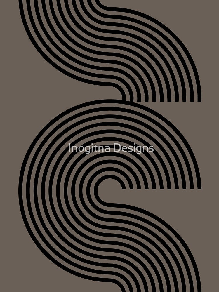 Warm Grey 70s Style Retro Line Pattern by Inogitna Designs
