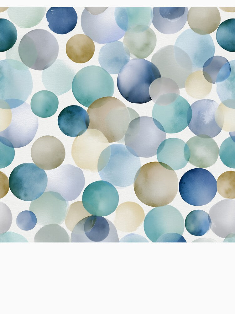 Minimalistic Watercolor Blue and Beige Circles Pattern by solynneart