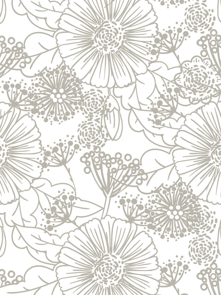 Taupe and White Hand Drawn Floral Pattern Pairs DE 2022 Trending Color Reclaimed Wood DET625 by ColorOfTheYears