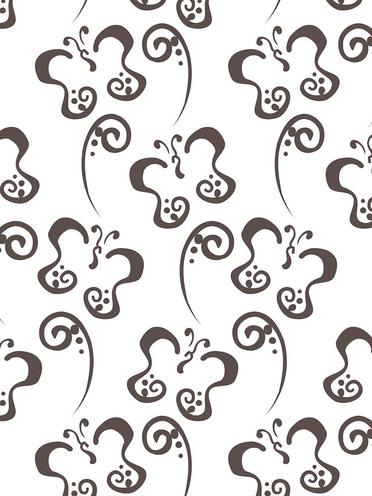 Dark Brown and White Butterfly and Scroll Pattern Pairs DE 2022 Popular Color Nomad DET697 by ColorOfTheYears