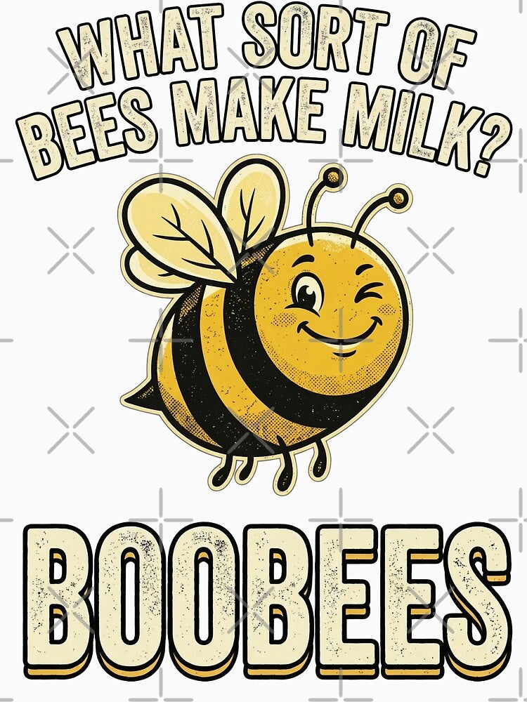 Dad joke What sort of bees make milk? Boobees! Funny retro bee by KHWD Unisex , , , Long Sleeve Tee
