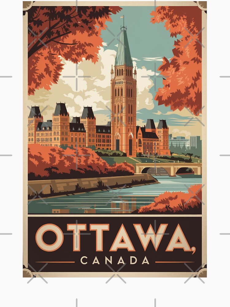 Ottawa Vintage Travel Poster by TravelerRat Unisex , , , Long Sleeve Tee