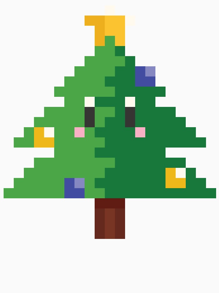 Pixel Art Christmas Tree with Eyes by HolidayFantasy Unisex , , , Long Sleeve Tee