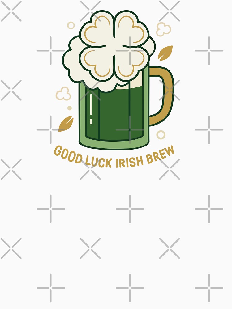 Good Luck Irish Brew – Retro St Patrick’s Beer Mug by Xatutik.art Unisex , , , Long Sleeve Tee