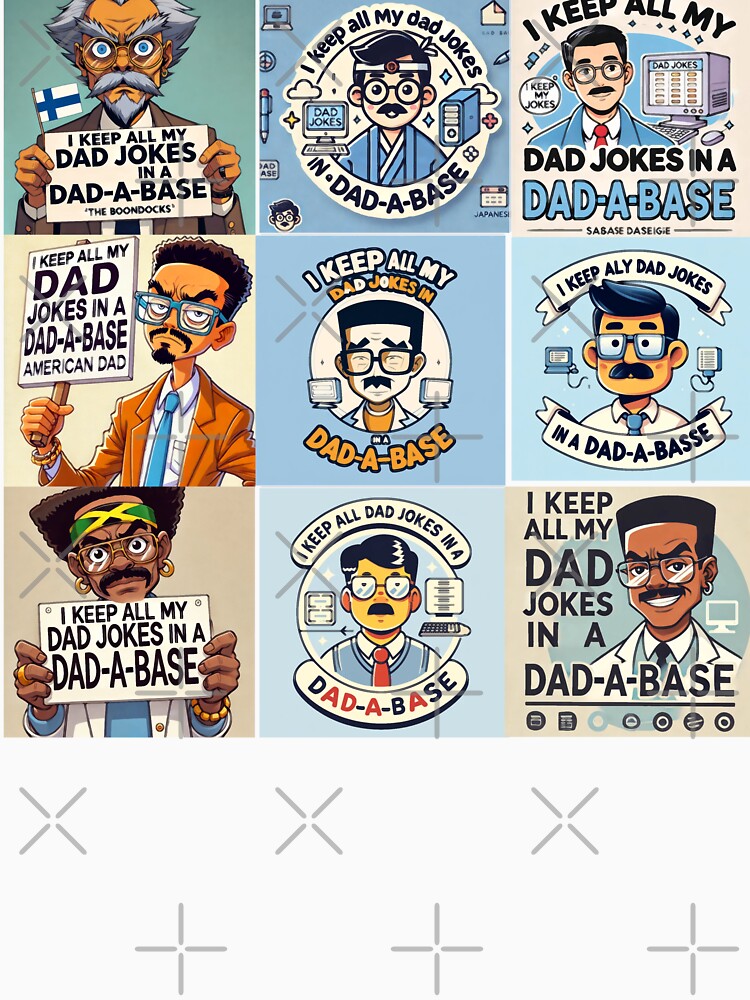 I Keep All My Dad Jokes in a Dad-a-Base - Funny Dad Joke Design by KriticalDesigns Unisex , , , Long Sleeve Tee