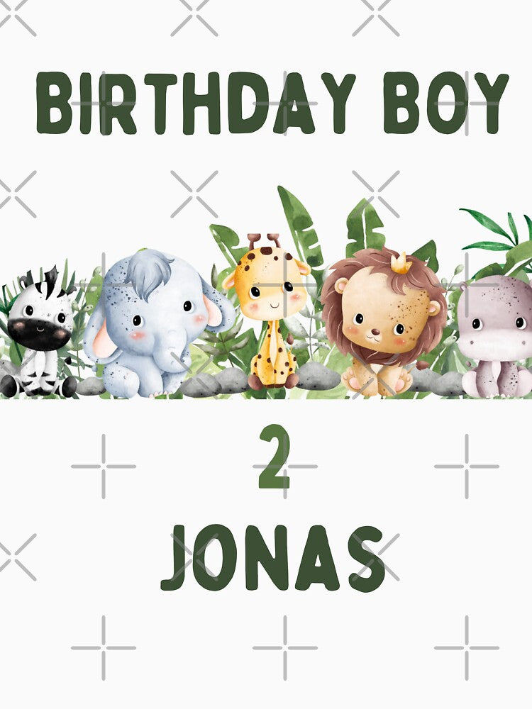 Safari Animals Birthday Boy by Green Cart Unisex , , , Long Sleeve Tee