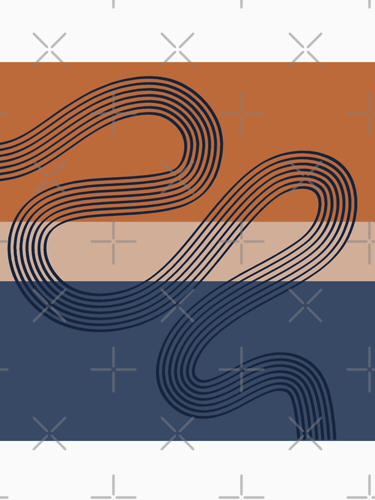 Abstract lines color block (navy-brunt orange-beige) by Aimio