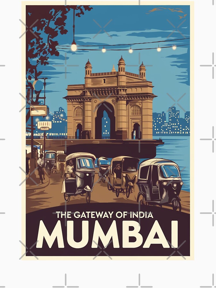 Mumbai Vintage Travel Poster by TravelerRat Unisex , , , Long Sleeve Tee