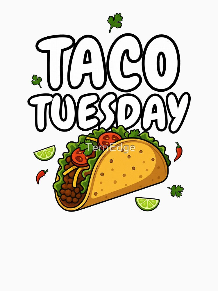 Taco Tuesday Cartoon Taco by TernEdge Unisex , , , Long Sleeve Tee