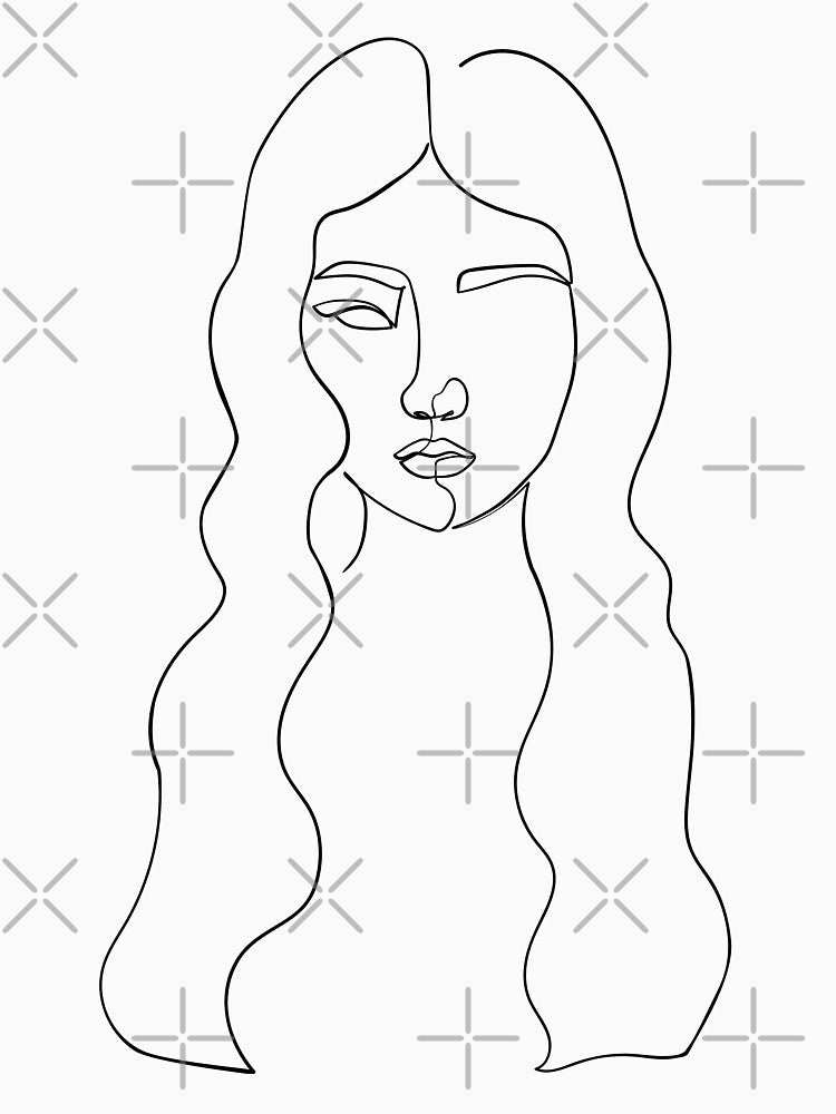 Black Line Art , Woman Line Draw Illustration by Ireneart369