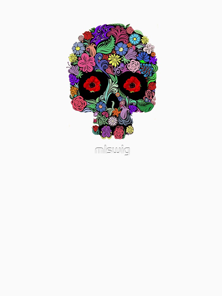 Floral Skull with Poppy Eyes by mlswig