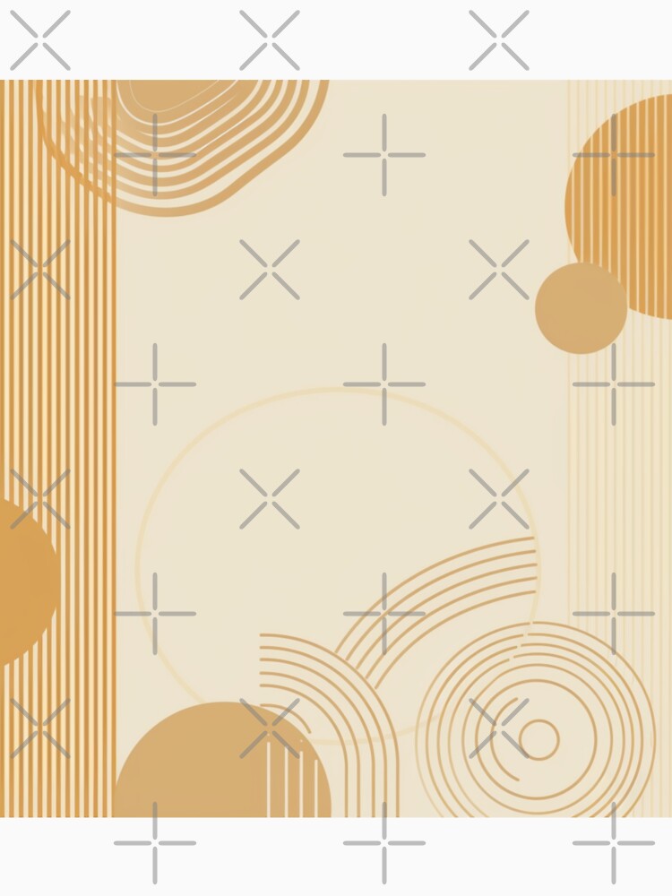 Mid Century Style Line Art Modern 70s Beige Ivory Circles Pattern by GrinGalore